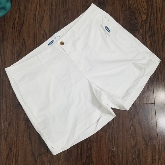 Old Navy NEW White Cotton Blend Short Pockets Plus Size Cuffed Hem Front Zip NWT - Picture 6 of 6